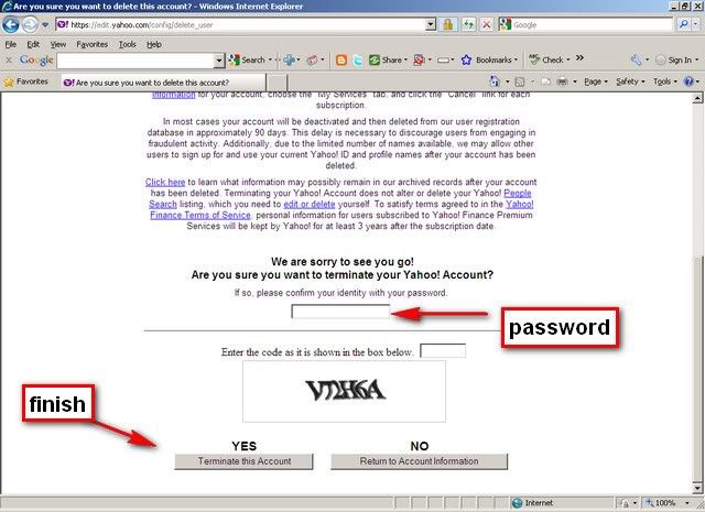 Delete User Account Vista Yahoo