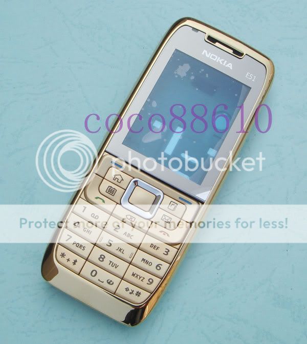 Gold Housing Cover Faceplate case for Nokia E51+ keypad  