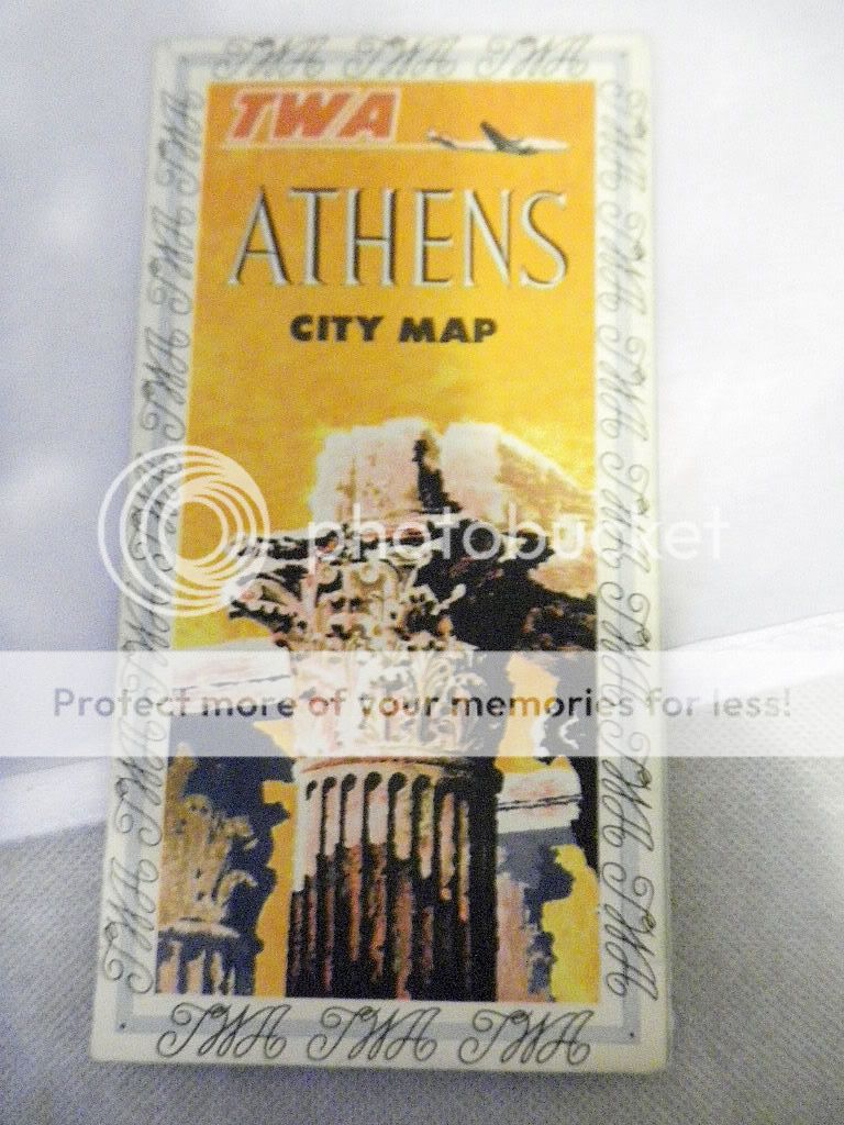 Vintage TWA Athens City Map Brochure Greece Greek  