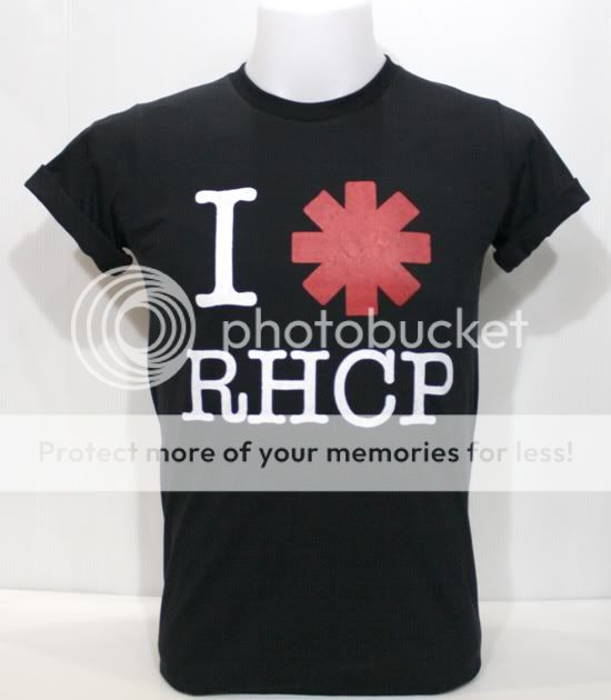 Love RHCP T Shirt Black Red Hot Chili Peppers Rock  