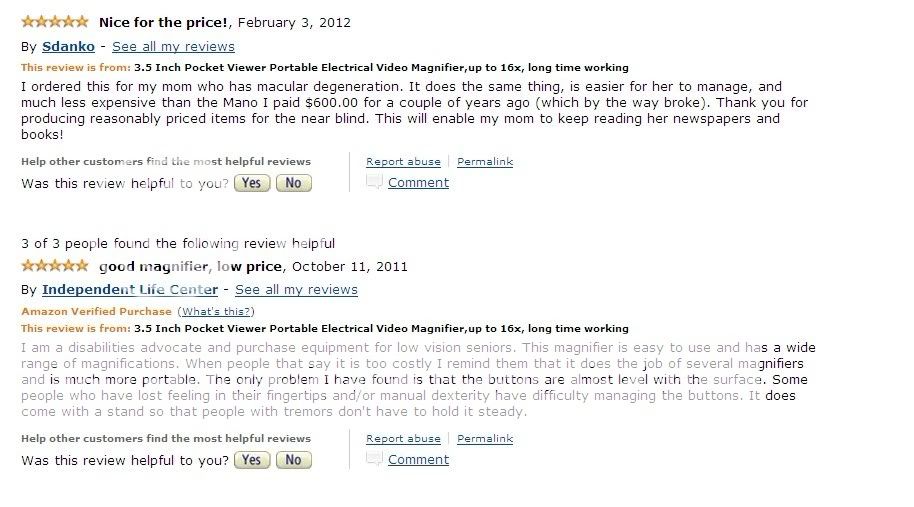 Reviews at our store in 